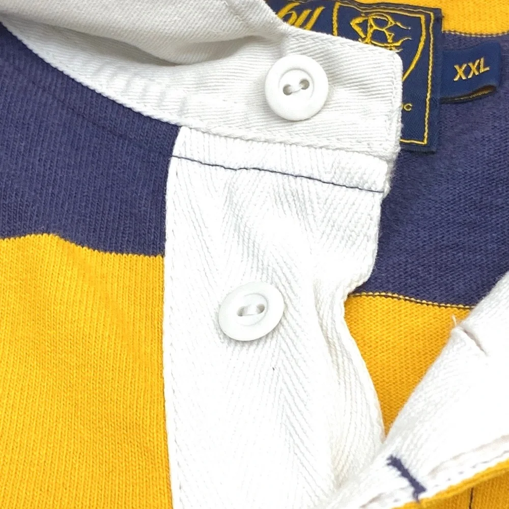 Rugby Ralph Lauren Men's Blue/Gold Striped Rugby Jersey Authentic XXL